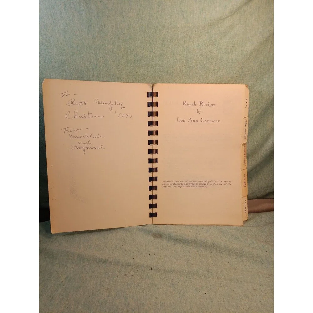 Royals Recipes by Lou Ann Carmean  1972 Lou Piniella Bob Lemon - cookbook
